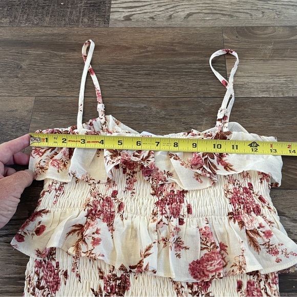 Olivaceous smocked floral garden prarie ruffle dress M - Picture 5 of 7